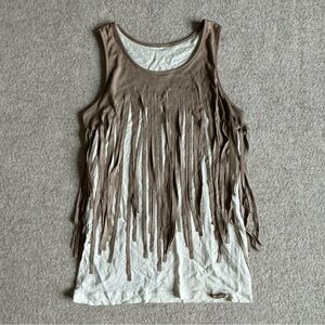 Cop.Copine Asymmetrical Brown Sleeveless Tank Top